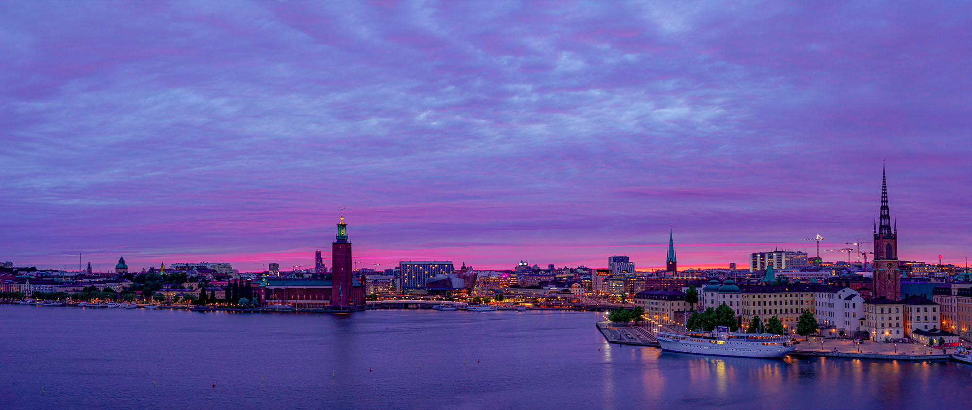 Stockholm panorama during the sunset.