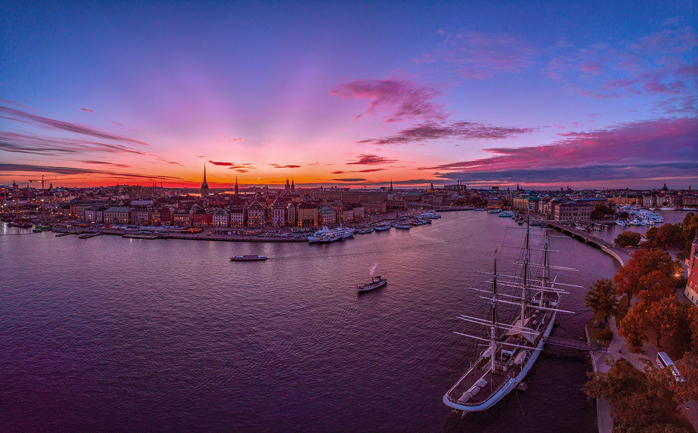 Beautiful sunset above Gamla Stan. 