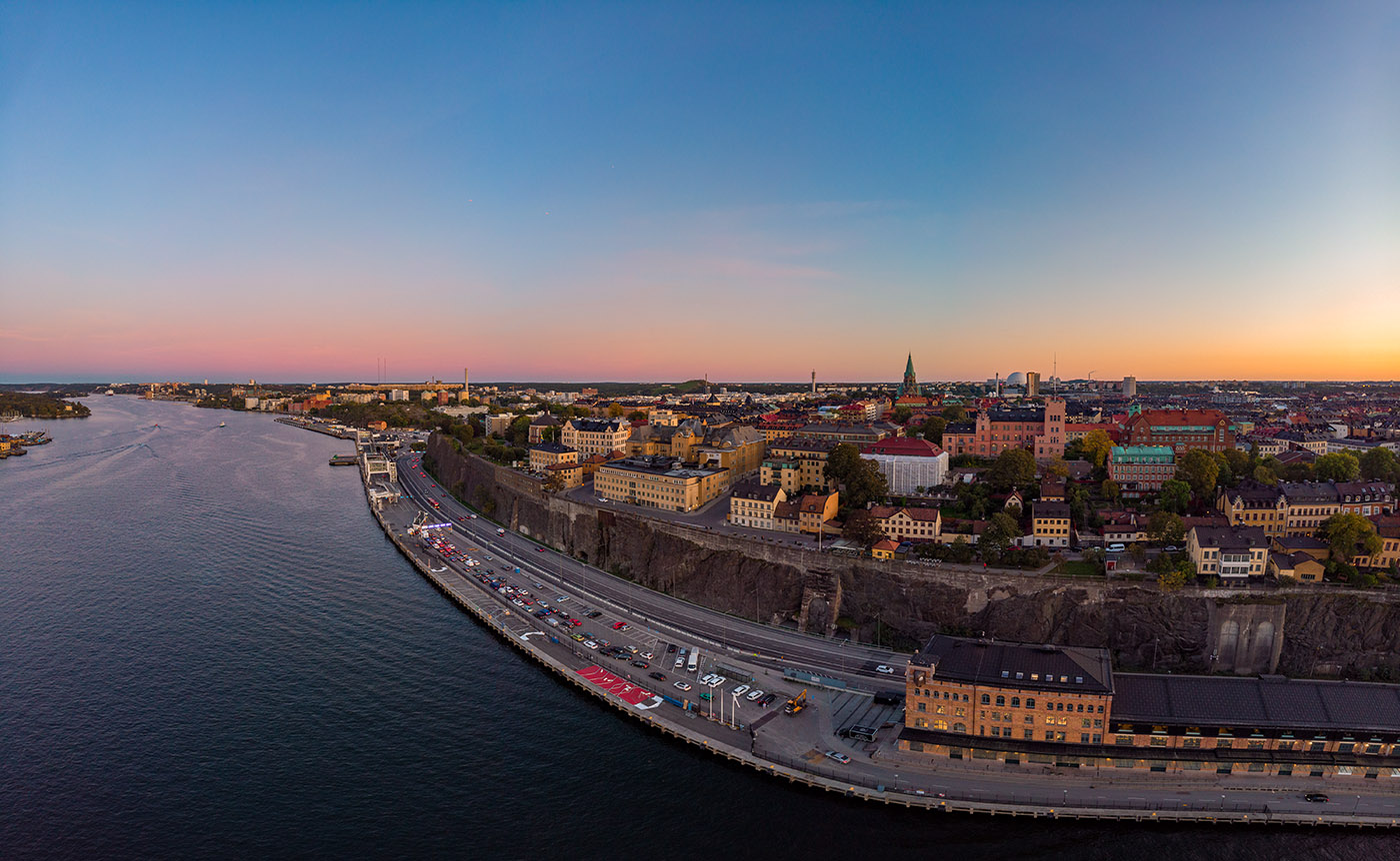 Stockholm and Baltic Sea view from Fjällgatan, from above.