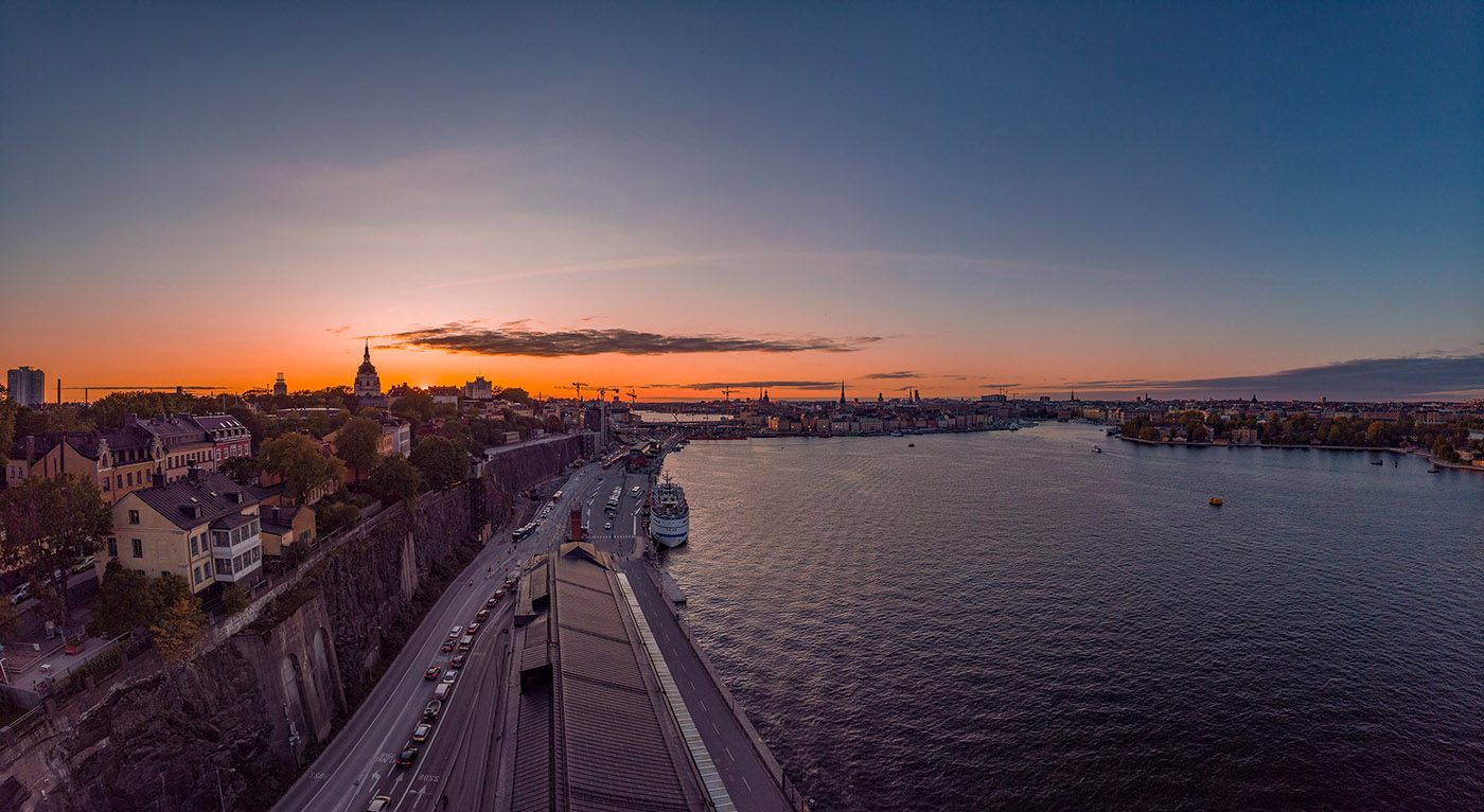 Stockholm and Baltic Sea view from Fjällgatan, from above.