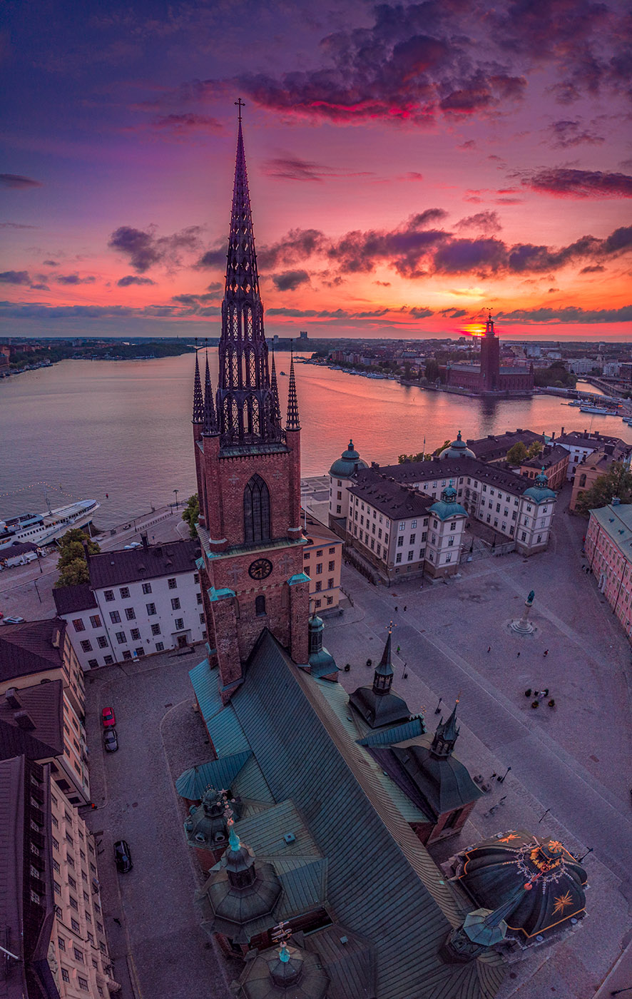 Riddarholmen Church Stockholm. DJ Mavic Air.