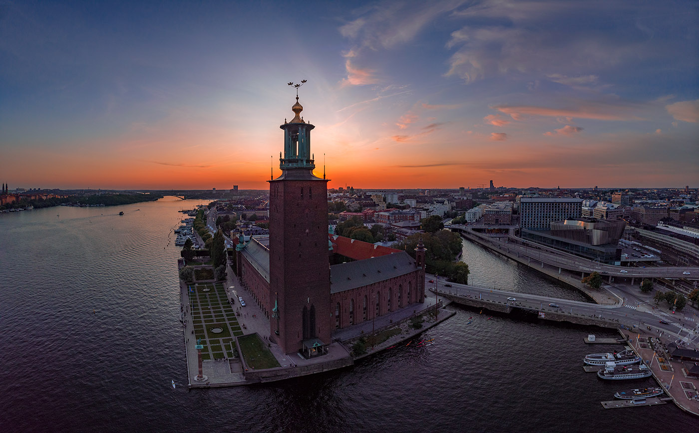 Stadshuset, Stockholm. Stockholms City Hall from above.